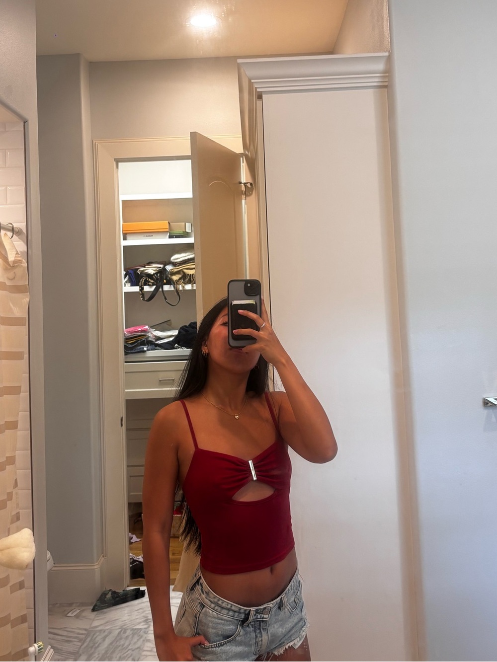 Red Cutout Cami Tank Top